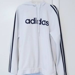 White & Black Adidas Hoodie ( Unisex )